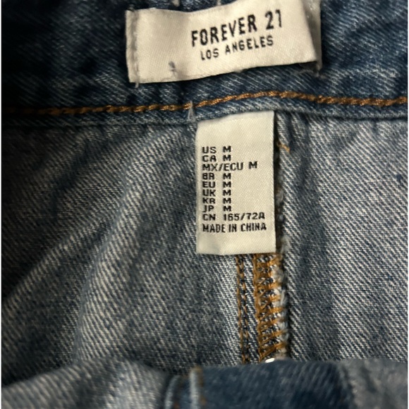 Forever 21 Women's Denim Mini Skirt Size M Blue Full Button Front A-Line - Picture 4 of 5